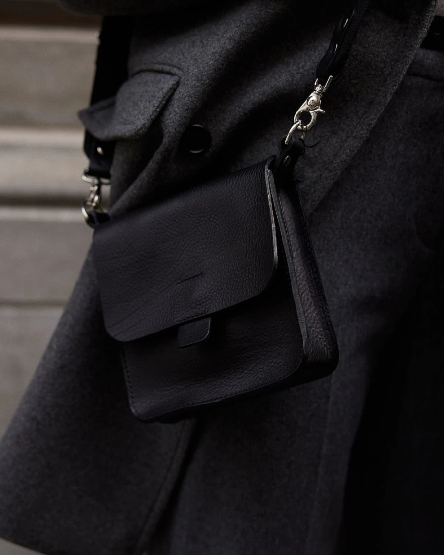 Rue Blanche Women's Black Leather Square Bag 22H - Stylish Handbag by Kate Sheridan
