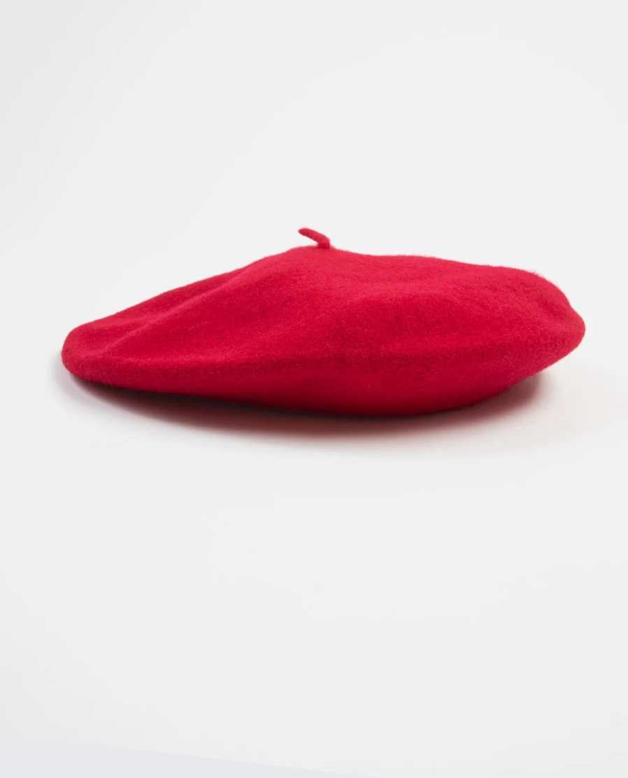Rue Blanche Women's Red Beret Hat - Classic Bronte Style Wool Beret