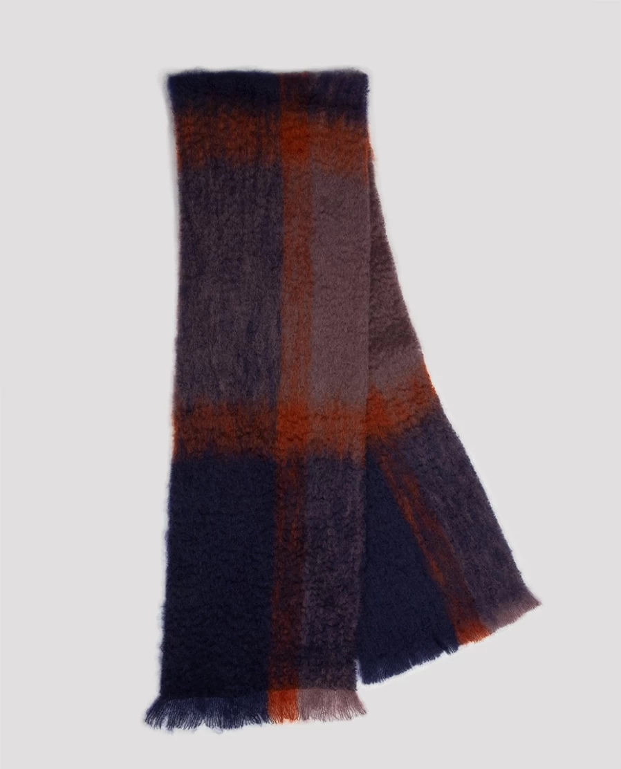 Rue Blanche Women's Fleecy Lovat Green & Navy Scarf - Soft Winter Accessory