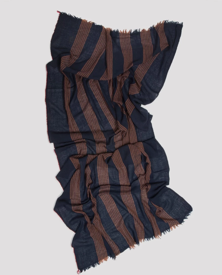 Rue Blanche Women's Krall Scarf in Navy, Lovat Green - Luxury Wool Winter Accessory