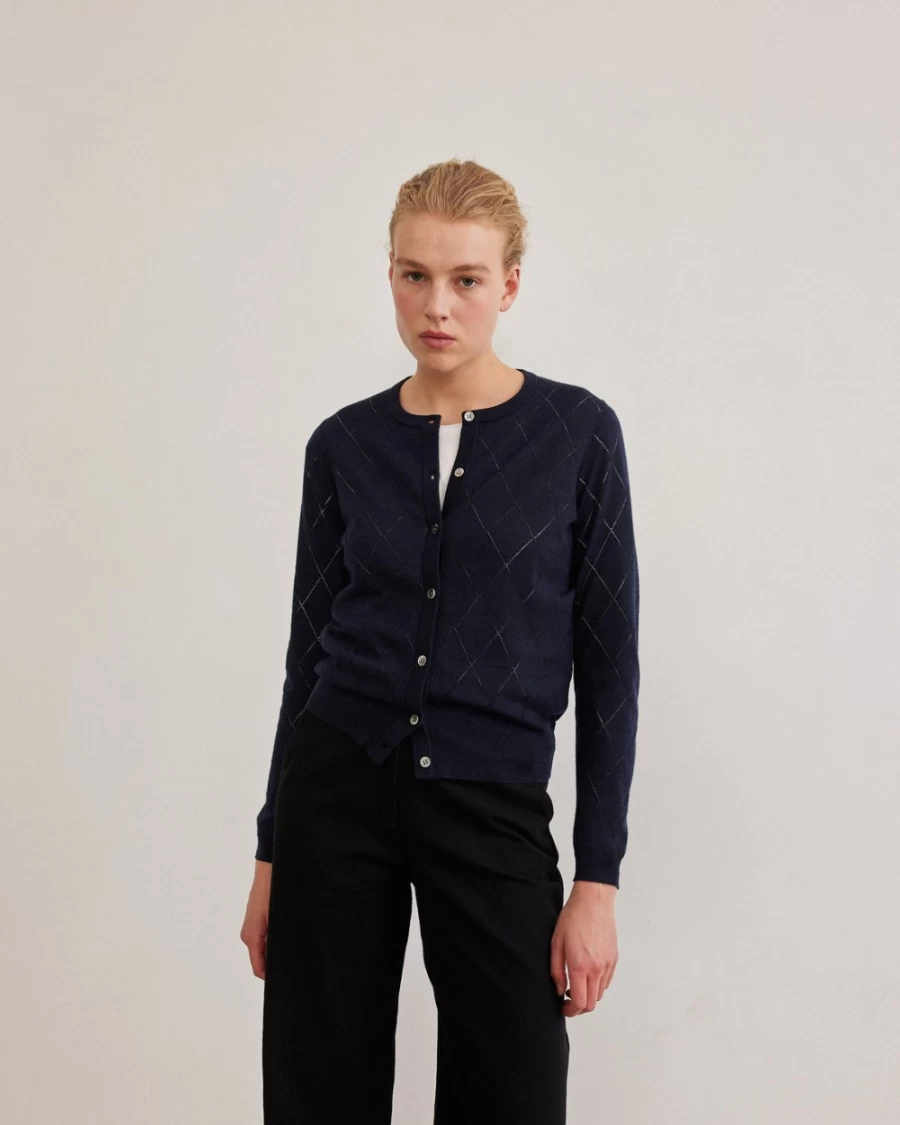 Rue Blanche Women's Meri48 Cardi Rond 23A Navy Sweater